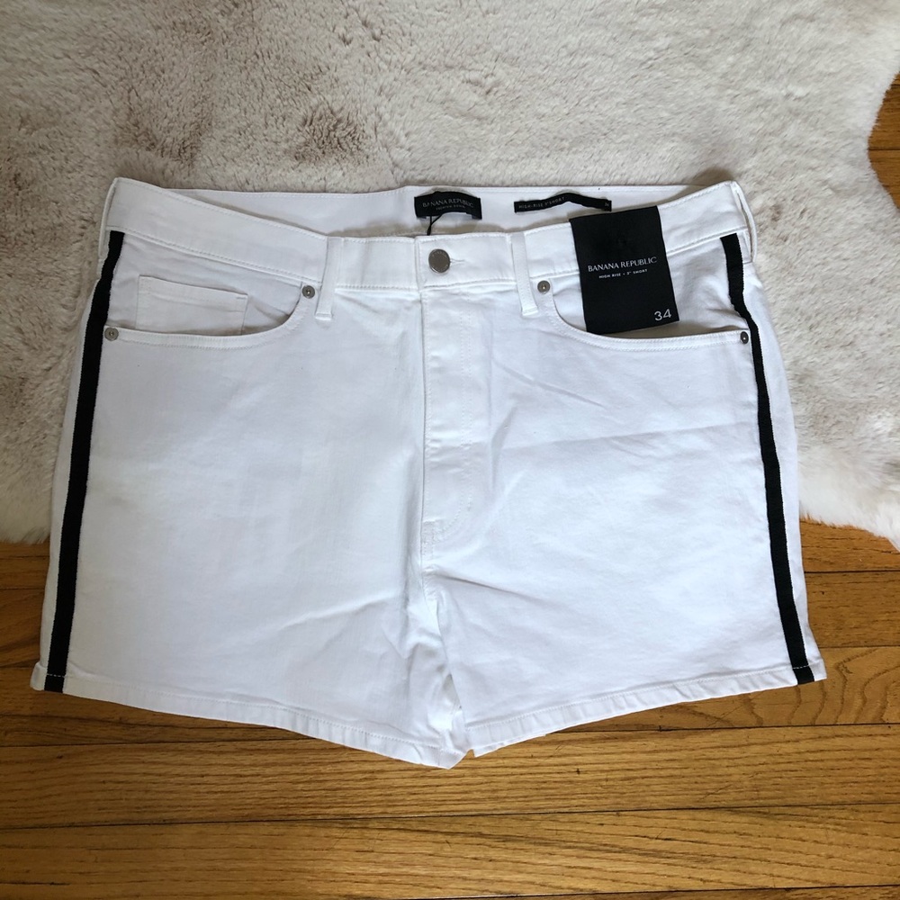 Banana Republic High-Rise Side Stripe Denim Shorts